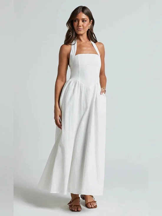 Showpo DANIELLA MAXI DRESS
Halter Neck A Line Dress In White NWT size 10 - Picture 2 of 7